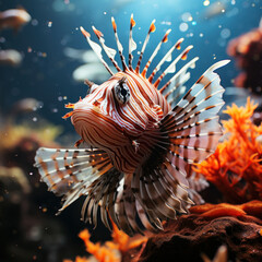 Wall Mural - Lionfish in its Natural Habitat, Wildlife Photography, Generative AI