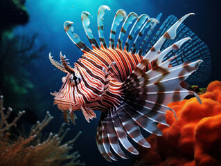 Wall Mural - Lionfish in its Natural Habitat, Wildlife Photography, Generative AI