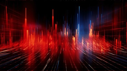 3D rendering of financial graph on virtual screen over cityscape background