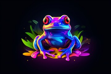 Wall Mural - Neon tattoo of a frog