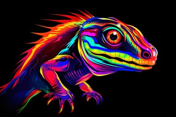 Wall Mural - Neon vector of a lizard