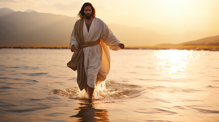 Wall Mural - Christ walking on water. 