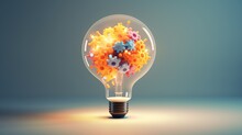 Light Bulb Symbolizing The Human Brain With Ideas