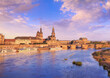 Cityscape - view of the Bruhl's Terrace is a historic architectural ensemble in Dresden on the banks of the Elbe, Saxony, Germany