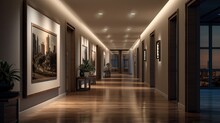 A Gallery-style Hallway With Recessed Lighting