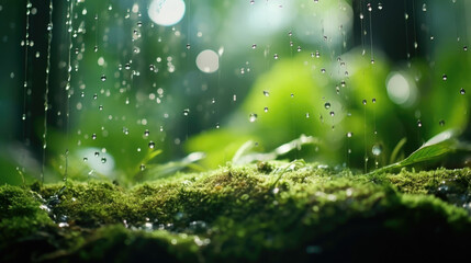 Wall Mural - experience the grandeur of a majestic waterfall in this bokeh scene, as cascading water droplets cat