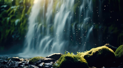 Wall Mural - waterfall bokeh witness the power and grace of a cascading waterfall accentuated by bokeh. this scen