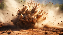 A Powerful Blast From A Detonating Landmine Launches Debris And Dirt Into The Air In A Disorienting Whirlwind.