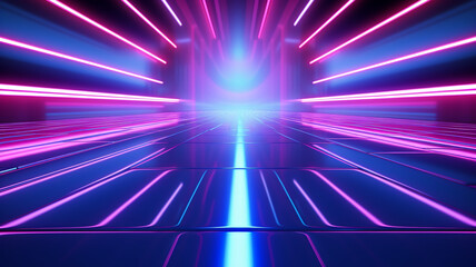 Wall Mural - 3D neon abstract colorful wavy symmetry background banner or header graphic element