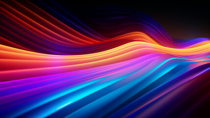 Wall Mural - 3D neon abstract colorful wavy symmetry background banner or header graphic element