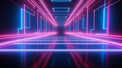 Wall Mural - Abstract 3d colorful neon background
