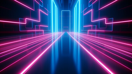 Wall Mural - Abstract 3d colorful neon background