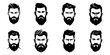 © dewaai - Man face portrait with full beard and mustache. Haircut black silhouette vector collection