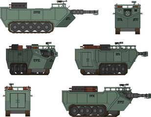 Wall Mural - Vector sketch illustration of tank fighting vehicle design for war