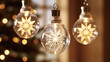 © alionaprof - Christmas glowing vintage light bulbs with snowflakes inside