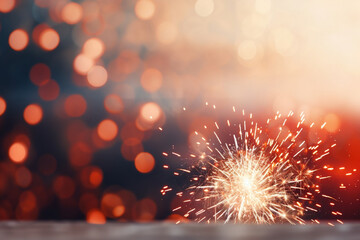 Canvas Print - Sparkling Celebration: A Vibrant Abstract Holiday Background with Copy Space and Fireworks