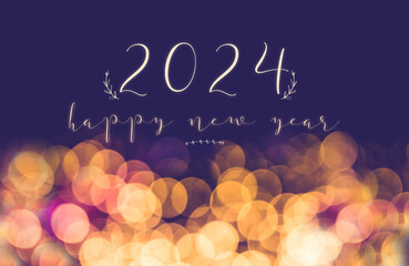 Poster - 2024 happy new year with night boken background,holiday greeting card