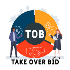 Wall Mural - TOB - Take Over Bid acronym. business concept background.  vector illustration concept with keywords and icons. lettering illustration with icons for web banner, flyer, landing