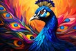 Peacock Pride in The Style of Low Poly Art. Creted with Generative AI Technology