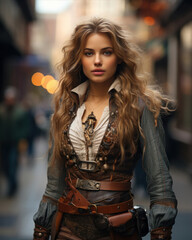 beautiful steampunk style woman