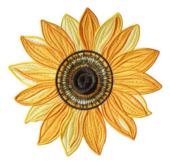 sunflower embroidery patch isolated.