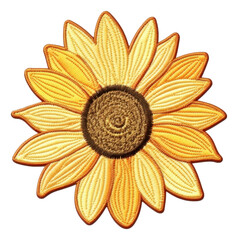 sunflower embroidery patch isolated.