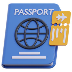 3d pass document illustration. 3d ticket document illustration. passport and ticket 3d icon. 3d icon passport and ticket rendered isolated on white.