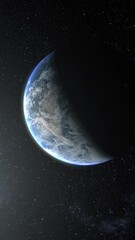 Poster - A cinematic rendering of planet Earth during sunrise as view from space with vibrant blue sky atmosphere
World map element of this clip furnished by NASA : https://visibleearth.nasa.gov/collection/148
