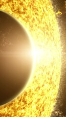Poster - A cinematic rendering of planet Earth during sunrise as view from space with vibrant blue sky atmosphere
World map element of this clip furnished by NASA : https://visibleearth.nasa.gov/collection/148