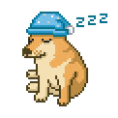 Wall Mural - Sleeping dog, pixel art meme