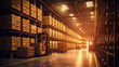 © tong2530 - Automatic warehouse with high shelves. Generative Ai