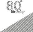 Digital png illustration of 80th birthday text on transparent background