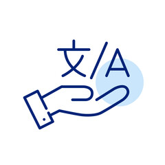 Wall Mural - translation symbols in a hand. pixel perfect, editable stroke icon