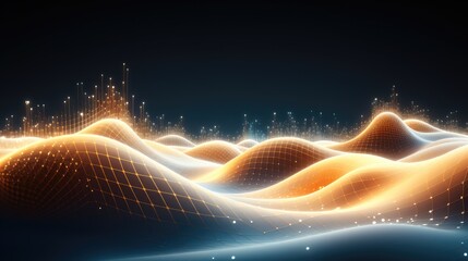 Aufkleber - Digital Music Wave Forms, Big data visualization, Musical stream of sounds, Abstract background with interlacing dots.