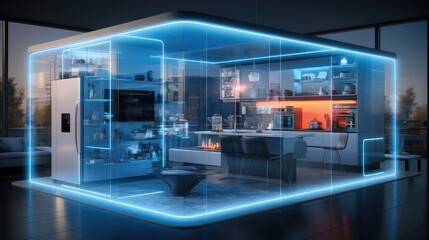 Fototapete - Smart home, Internet of Things with an image of a smart home.