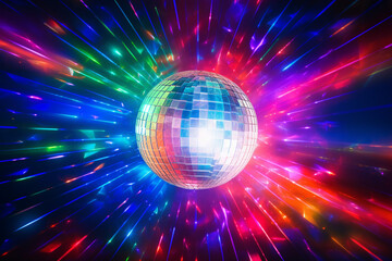 Wall Mural - disco lights disco ball colorful background