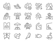 Park Icon Set. It Included A Public Garden, Nature, Natural And More Icons. Editable Vector Stroke.
