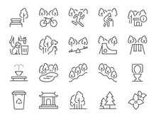 Park Icon Set. It Included Public Garden, Nature, Natural And More Icons. Editable Vector Stroke.

