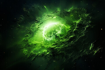 Wall Mural - beautiful green space nebula. generative ai