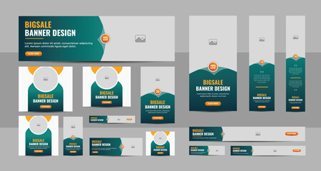 Wall Mural - web banner design template set, horizontal header web banner, modern multicolor cover header backgro