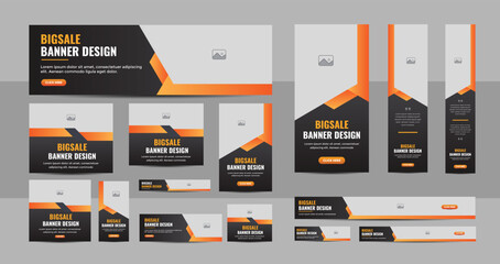 Wall Mural - web banner design template set, horizontal header web banner, modern multicolor cover header backgro