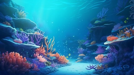 Wall Mural - beautiful seabed background. Beauty coral reefs and fish, AI generative