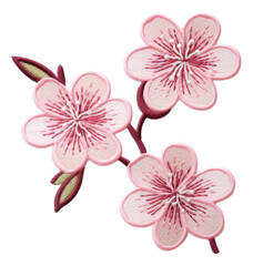 sakura embroidery patch isolated.