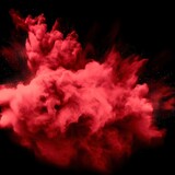 Fototapeta Most - Red powder explosion cloud on black background
