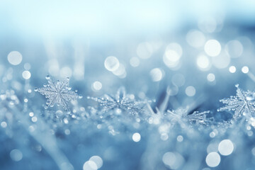 Wall Mural - Closeup of snow flake in winter season