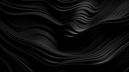 Wall Mural - Black wavy background. 3d rendering, 3d illustration. generative ai