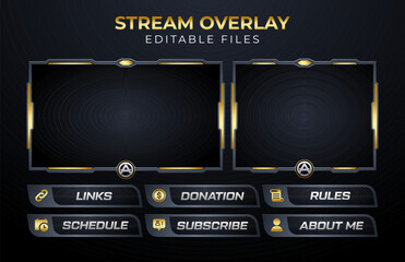 Aufkleber - Set of modern design elements for overlay game streaming screen panel. Game frame for streamers and online video.