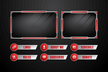 Aufkleber - Set of modern design elements for overlay game streaming screen panel. Game frame for streamers and online video.