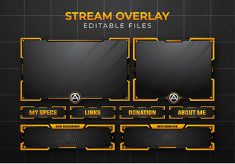 Aufkleber - Set of modern design elements for overlay game streaming screen panel. Game frame for streamers and online video.