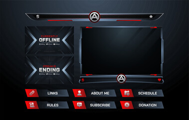 Aufkleber - Set of modern design elements for overlay game streaming screen panel. Game frame for streamers and online video.